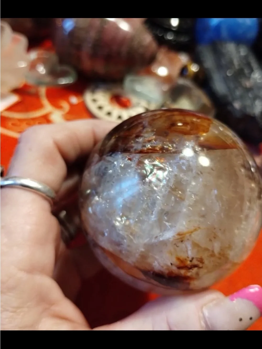 Icy Fire Quartz Sphere